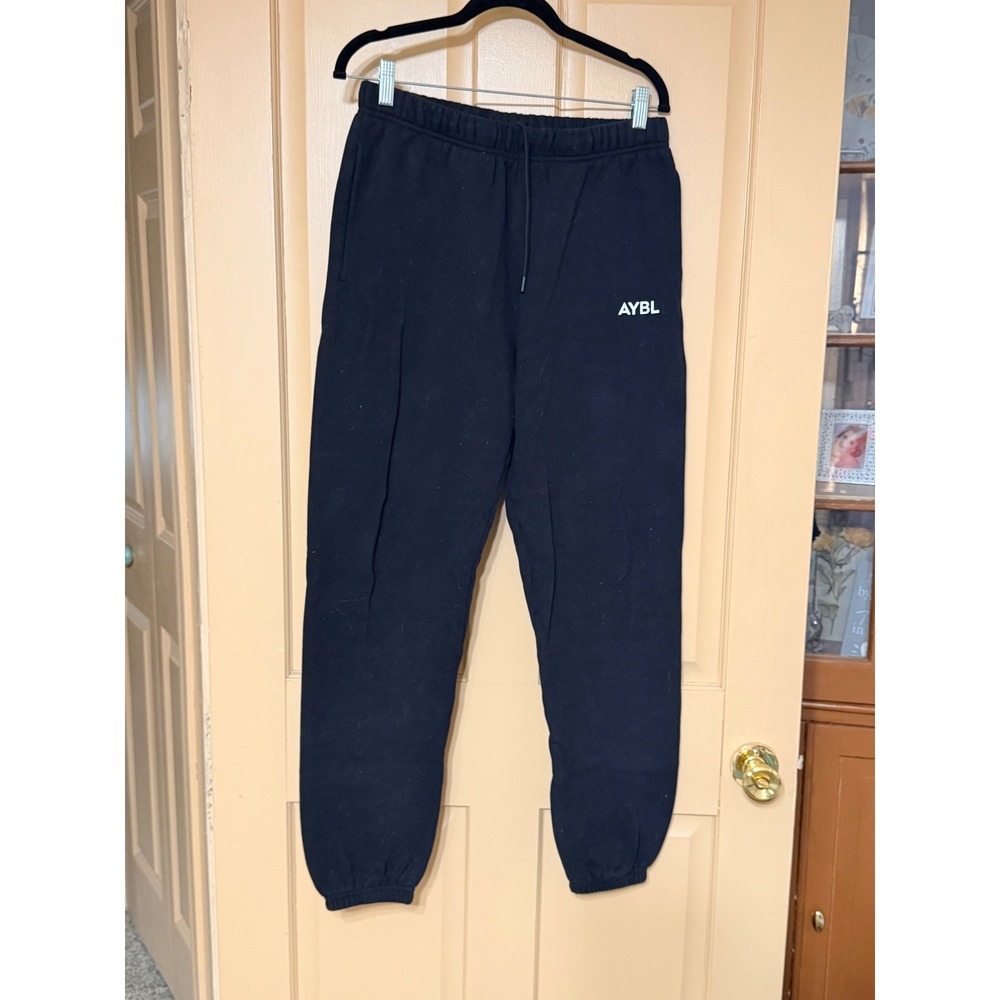 AYBL Everyday Joggers Black Fleece Sweatpants Mens Medium Embroidered Logo